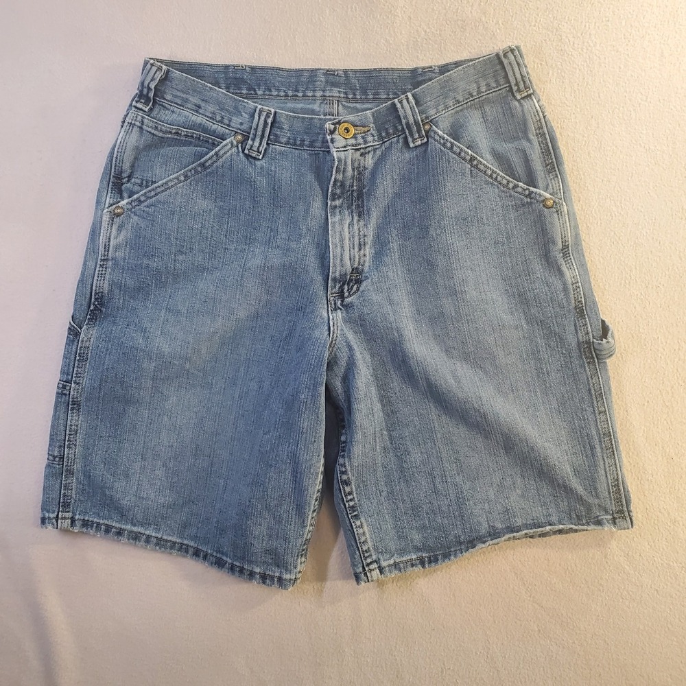 Lee Dungarees Shorts Mens 34 Blue Denim Carpenter Utility Hammer Loop Workwear